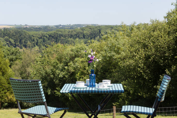 table overlooking field