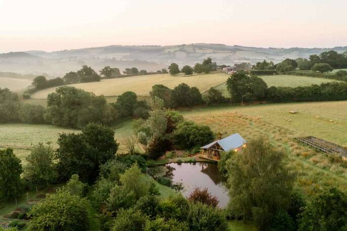 Aerial view of Perry Pond Cabin