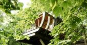 Seating area on the deck at Hideaway Treehouse at Pickwell Manor in Devon