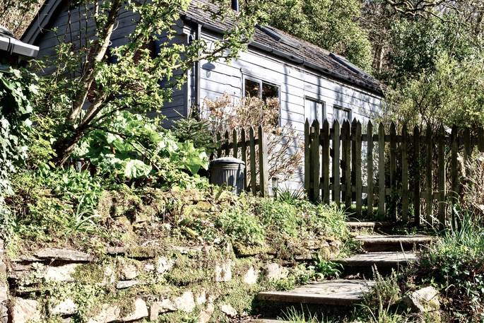 The Batman's Summerhouse cabin exterior, Riverleigh, Kingsbridge, Devon
