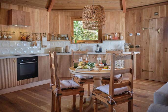 Nest Treehouse kitchen, Hartland, Devon