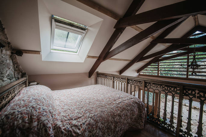 Hay Barn bed at mezzanine, Dartmoor, Devon