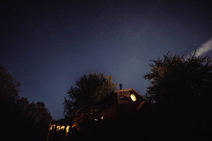 Ursabear cabin starry night, Morebath, near Bampton, Mid Devon