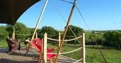 Endless blue skies, perfect spot for a morning coffee at Taw safari tent, in Devon