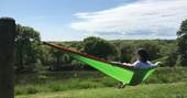 Welcombe Meadow safari tents - hammock, High Bickington, Umberleigh, Devon