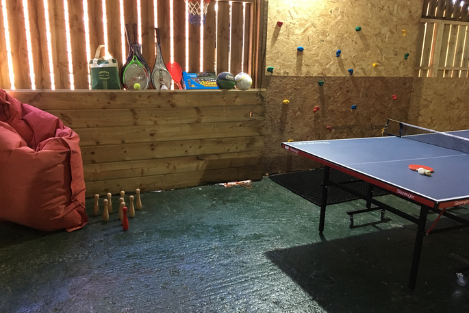 The amazing games room at Welcombe Meadow in Devon