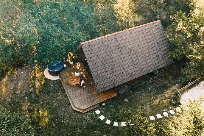 Aerial view of the cabin