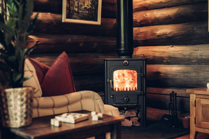Wood burner in the living area