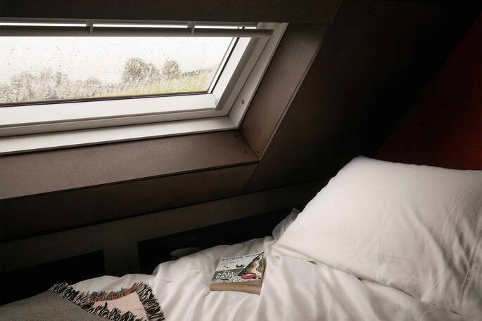 King size bed on a mezzanine