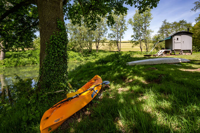 Take a canoe down the river at Laverstock's Everdene Hut in Dorset