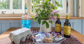 Fresh food and drink on the table at Laverstock's Everdene Hut, Dorset