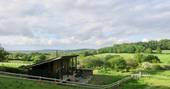 Silent Owl cabin on a sunny day, Red Kite Lodge at Shaftesbury, Dorset