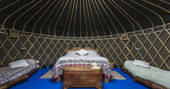 Brickles Camp inside yurt, Stock Gaylard, Sturminster Newton, Dorset