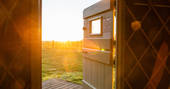 Brickles Camp sunset viuew from yurt, Stock Gaylard, Sturminster Newton, Dorset