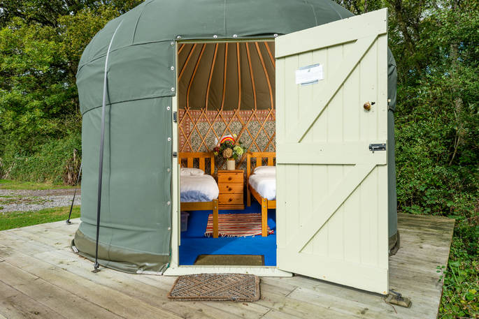 Brickles Camp twin single beds yurt, Stock Gaylard, Sturminster Newton, Dorset