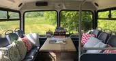 Seating on the top deck of the double decker bus at the family-friendly Parsons Camp
