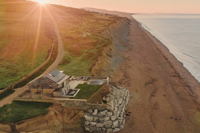 Aerial shot at sunset