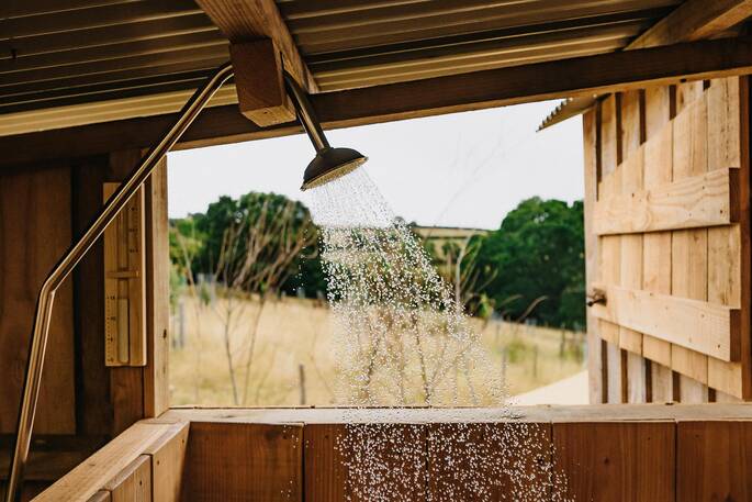 Covered outdoor shower