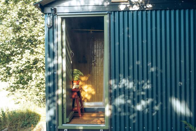 Entrance to bathroom hut