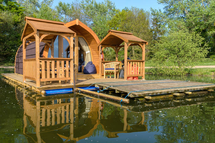 Take the chain bridge to the floating pod at Chigborough Farm in Essex 