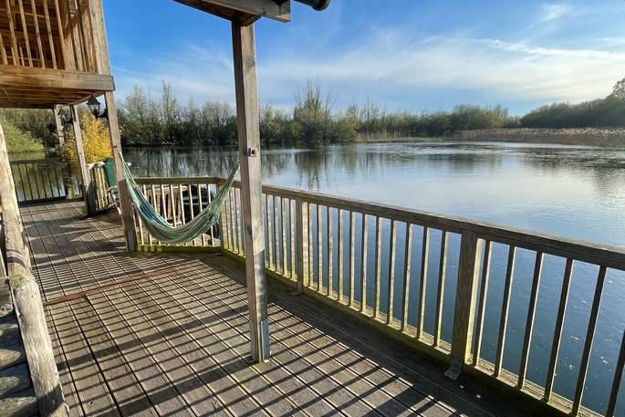 The Raft at Chigborough floating cabin - view from the decking, Maldon, Essex