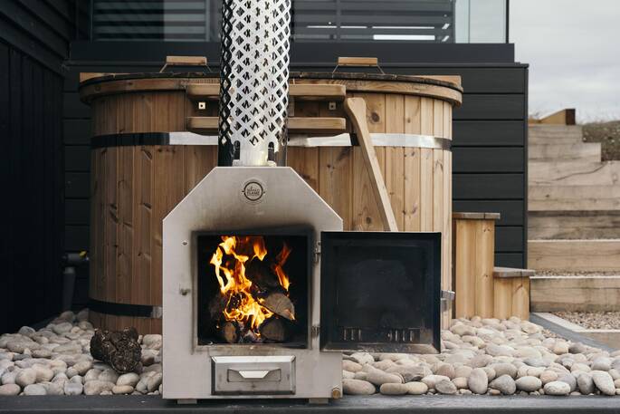 Private wood-fired hot tub