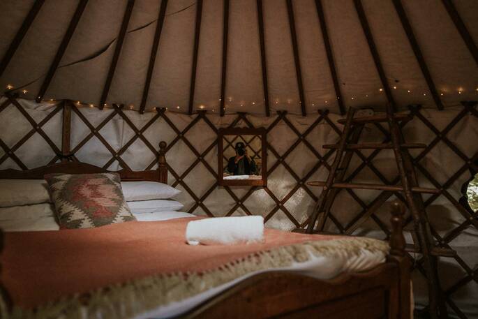 Double bed inside the yurts