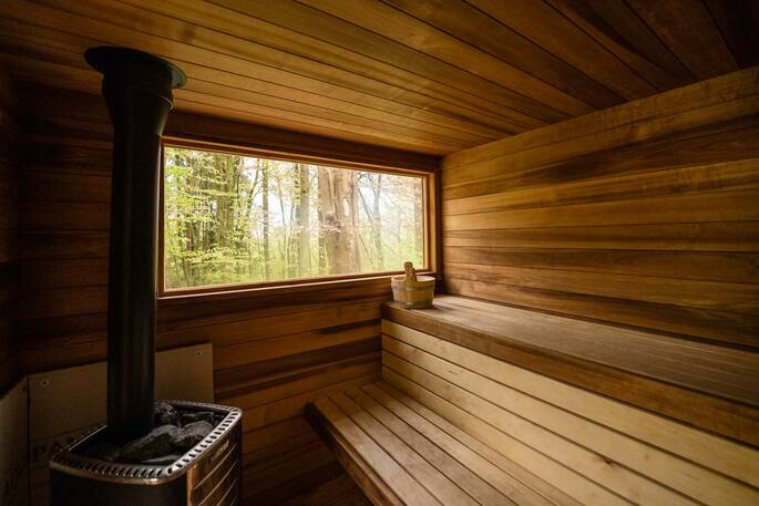 Inside the sauna