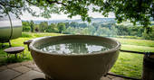 The Fuselage cabin view from the hot tub, Lypiatt Hill at Stroud, Gloucestershire