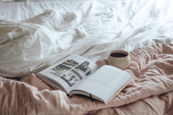 Sit in bed and read with a cup of coffee