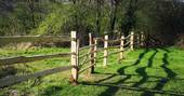 Zen Den cleft chestnut fencing at Westley Farm in Gloucestershire 