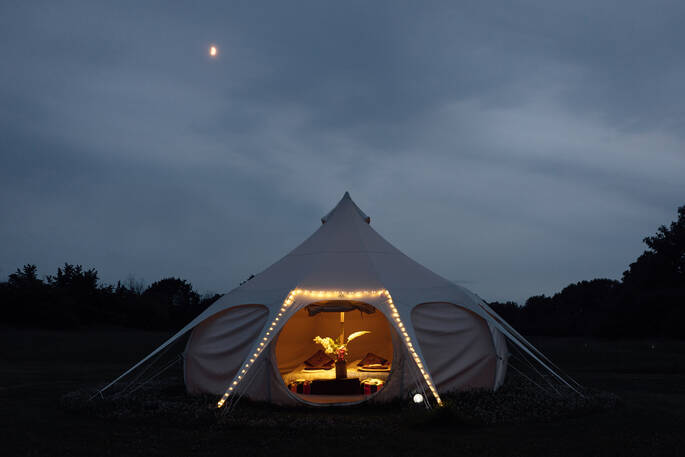 bell tent at night