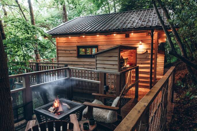 Nuthatch entrance and firepit area