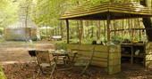 Birch yurt at Adhurst with well-equipped outdoor kitchen