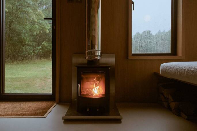 The main source of heat comes from the wood burner