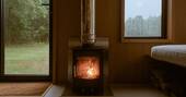 The main source of heat comes from the wood burner