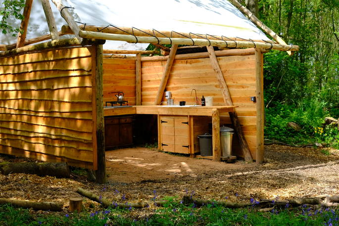 Cook up a feast of local produce in the outdoor kitchen at Brook House Woods