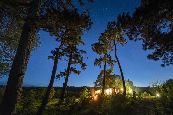 Hazel Cabin starry night, Clifford, Hereford, Herefordshire, England - by Alex Treadway