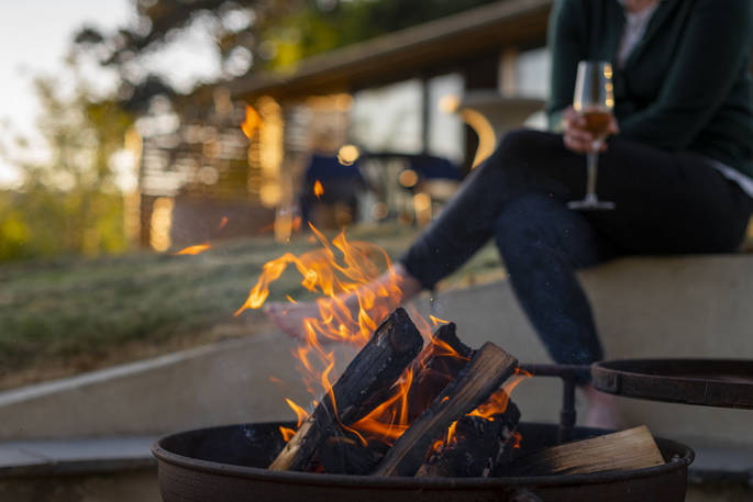 Rowan Cabin firepit, Clifford, Hereford, Herefordshire - photo by Alex Treadway