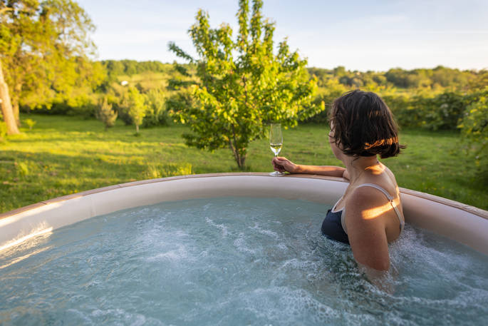 Rowan Cabin view from hot tub, Clifford, Hereford, Herefordshire - photo by Alex Treadway