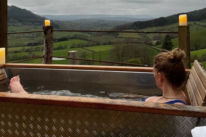 Pen-y-Fan cabin view from the hot tub, Garway, Herefordshire, England