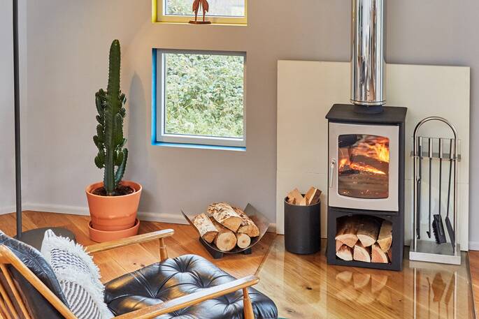 Wood burner in the living area