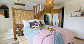 The Nook cabin double bedroom at Kaya at Blackhill Farm, Craswall, Herefordshire