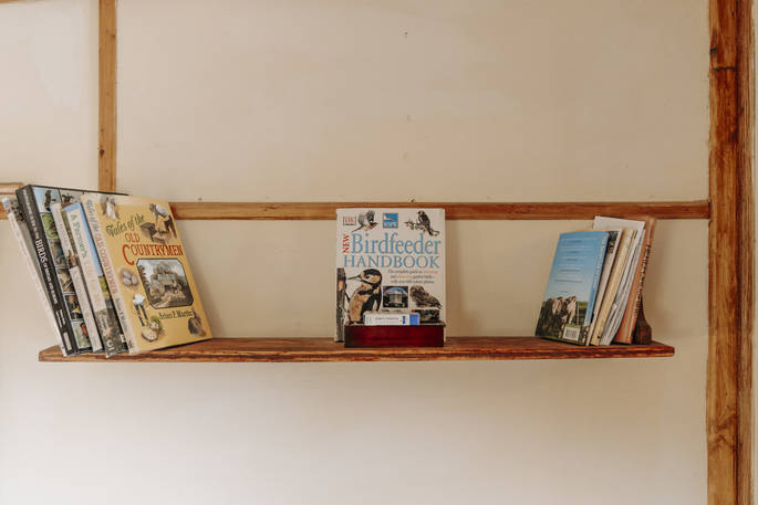 Curlews Cabin books at Nicholson Farm, Leominster, Herefordshire