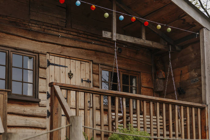 Curlews Cabin - decking at Nicholson Farm, Leominster, Herefordshire
