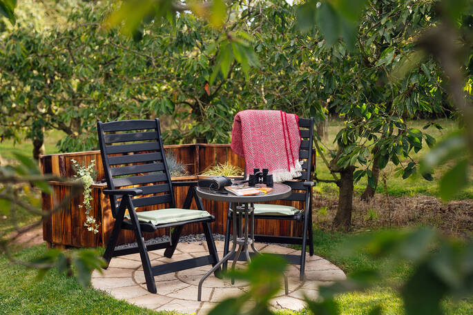 Firepit area with seating for two