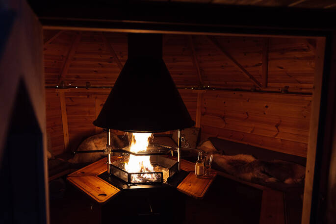 BBQ hut in the evening