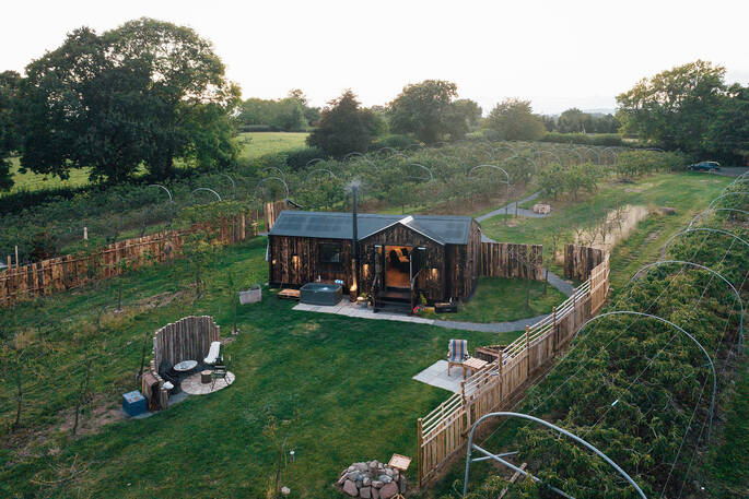 Aerial view of the cabin