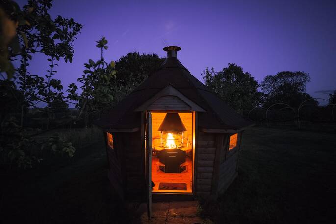 BBQ hut in the evening