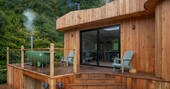 Decking with wood burning hot tub